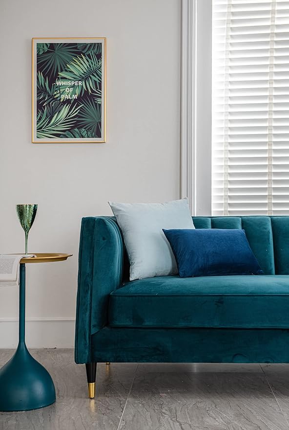 DEZENE Throw Pillow Cases 24x24 Light-Blue: 2 Pack Cozy Soft Velvet Square Decorative Pillow Covers for Farmhouse Home Decor