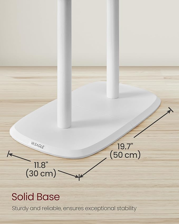 VASAGLE Coat Rack, Free Standing Coat Stand, Hall Coat Tree with 8 Hooks and Storage Shelf, 67.2 Inch Tall, for Coats, Hats, Bags, for Entryway, Hallway, Bedroom, Cloud White URCR040W01