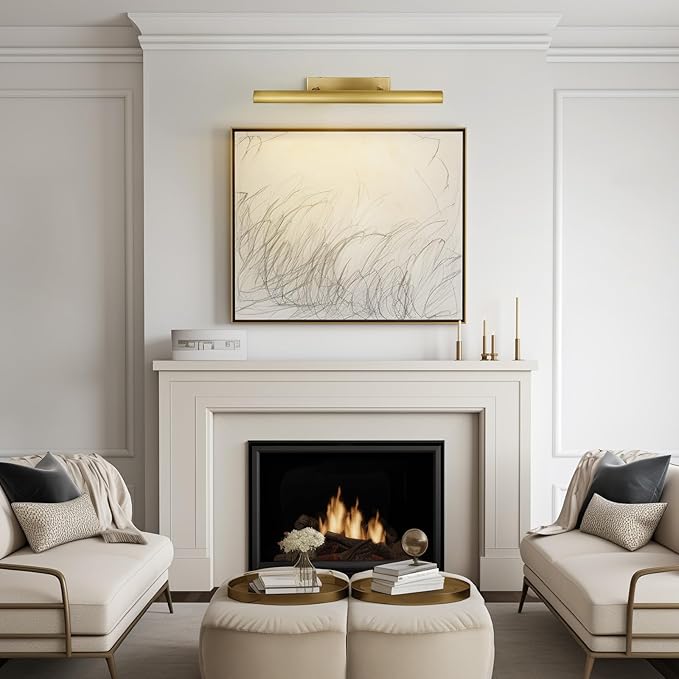 Brass Picture Light, 30inch Picture Lights for Wall, Hardwired Wall Lights for Picture, Large Wall Picture Light, Dimmable Picture Lights, Art Light for Painting Display Artwork Portrait