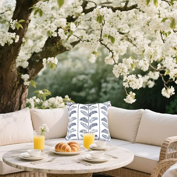 Outdoor Pillows, Pack of 2 Waterproof Decorative Throw Pillows with Inserts, 18”x18” Square Pillows for Bed, Couch, Sofa and Patio Furniture