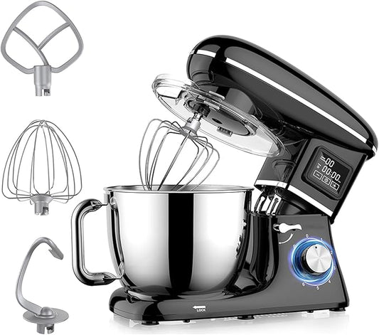 Stand Mixer, 6.5QT Electric Kitchen Mixer, 6+P Speed Adjustable Tilt-Head Food Mixer with Dough Hook, Egg Whisk & Beater (Black)