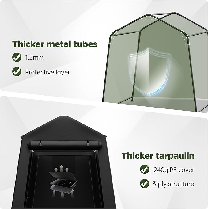 7 x 12 FT Carport Storage Shelter, Portable Garage with Slide-Open Zippered Door, Heavy-Duty Weatherproof Cover, Ideal for SUV, Lawn Mower, Garden Equipment, and Firewood