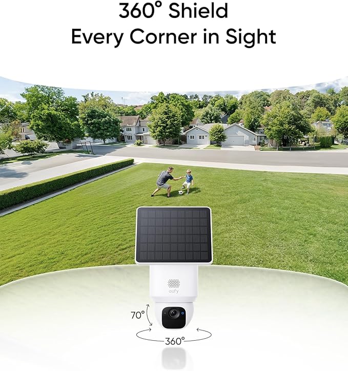 eufy Security SoloCam E30, Security Cameras Wireless Outdoor, Solar Camera Outdoor Wireless, 360° Pan, AI Tracking, 2K Clarity, No Monthly Fee