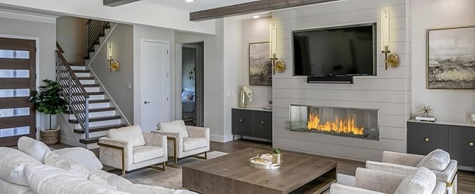 Brass Sconces Wall Lighting, 19" Tube Glass Gold Sconces, Bathroom Wall Sconces Lighting Vanity Lights Wall Lights for Living Room, Hallway, Fireplace, Staircase