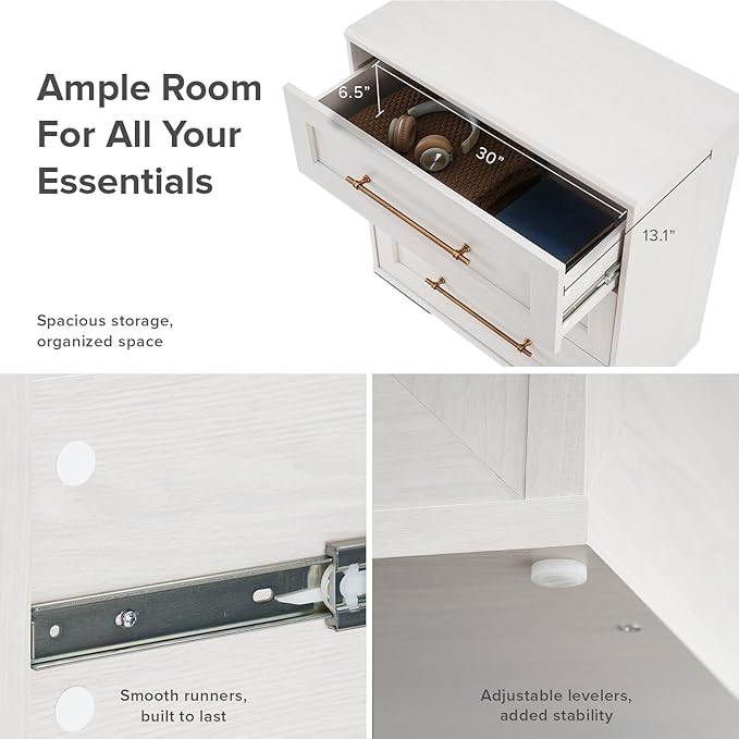 mopio Blake 3 Drawer Dresser for Bedroom, Chest of Drawers, Wood Dresser Organizer, Modern Farmhouse, Tall Night Stand, Enhanced Safety, Sturdy Compliant (1, White Oak, One Size)