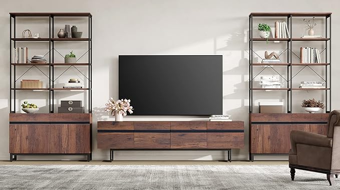WAMPAT Modern TV Stand for up to 100 inch 2 in 1 Entertainment Center TV Console with Storage Cabinets Media Console for Living Room