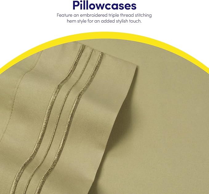 1500 Supreme Collection Twin XL Sheet Sets Sage Green - 3 Piece Bed Sheets and Pillowcase Set for Twin XL Mattress - Extra Soft, Elastic Corner Straps, Deep Pocket Sheets, Twin XL Sage Green