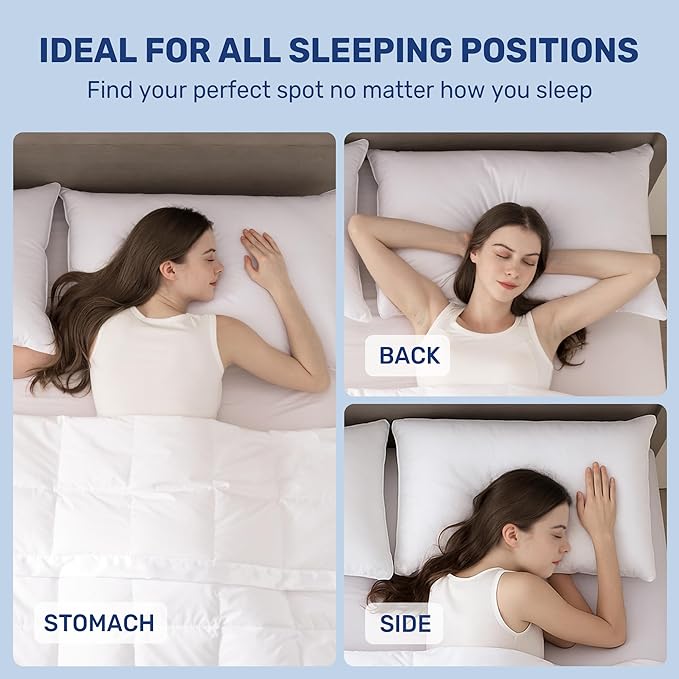 UNIKOME Ultra Soft King Size Pillows Set of 2 - Hotel Collection Luxury 100% Cotton Cover Down Alternative Bed Pillow, Fluffy Pillows for Back, Stomach or Side Sleepers