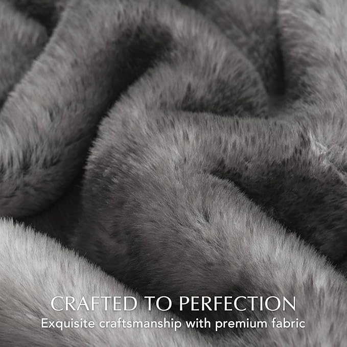 Ultra Soft Luxury Fluffy Mink Faux Fur Throw Blanket, Thick Warm Fall Winter Blankets for Bed, Couch, Cozy Plush Reversible Blanket for Chair, Sofa (Ombré Silver Onyx, 60"x80")