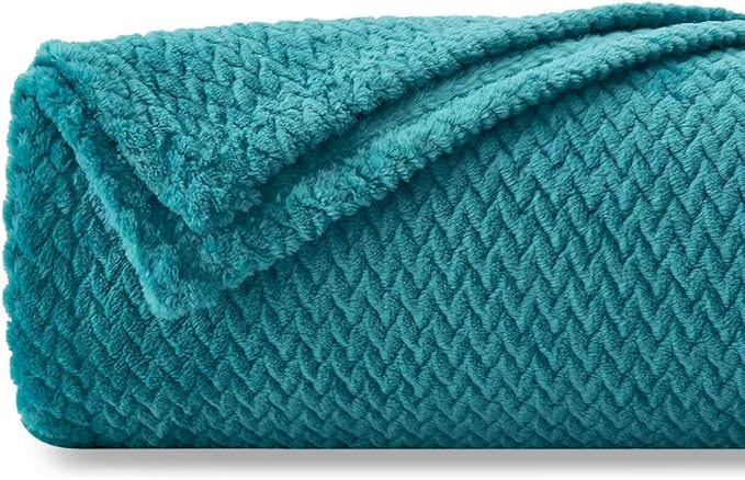 NEWCOSPLAY Super Soft King Blanket Dark Blue Premium Silky Flannel Fleece Leaves Pattern Lightweight Bed Blanket All Season Use (Dark Blue, King(90"x110"))