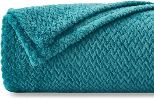 NEWCOSPLAY Super Soft Throw Blanket Dark Blue Premium Silky Flannel Fleece Leaves Pattern Lightweight Bed Blanket All Season Use (Dark Blue, Throw(50"x60"))