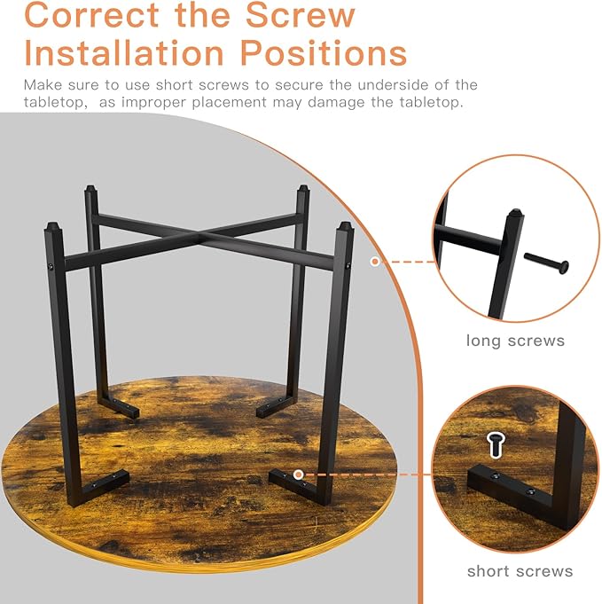 Round Coffee Table, 23.6" Small Coffee Tables for Living Room, Circle Coffee Table with Metal Frame, Floor Table Desk for Sitting on The Floor, Home, Office, Rustic Brown