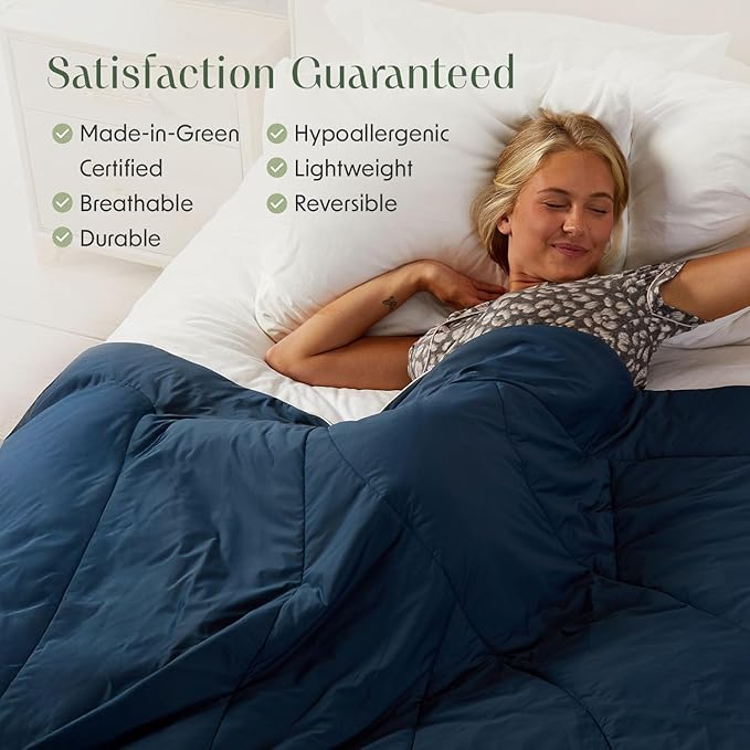 Springtree Home Luxury Viscose from Bamboo Blanket & Comforter | Viscose from Bamboo Twin Size Blanket- 60" x 90" | Cooling Blanket & Comforter | Breathable & Lightweight | Twin - Midnight Blue