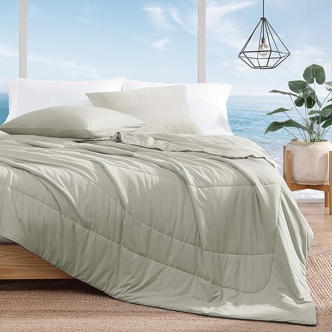 Monbix ChillChilla Cooling Comforter King Size-3 Pieces Cooling Blankets for Hot Sleepers and Night Sweats, Double-Sided Summer King Size Comforter Set, Breathable Lightweight Blanket Grey
