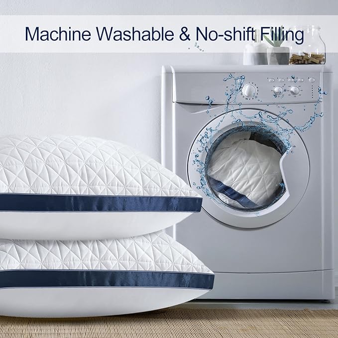 King Size Pillows Set of 2 - Cooling Hotel Luxury Bed Pillows for Sleeping 2 Pack, Supportive Breathable Down Alternative Gusseted Pillow for Side Stomach or Back Sleepers