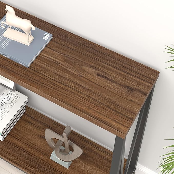 FOLUBAN Entryway Table, Narrow Console Table, Modern Sofa Table for Living Room, Hallway, Behind Couch (Rustic Walnut)