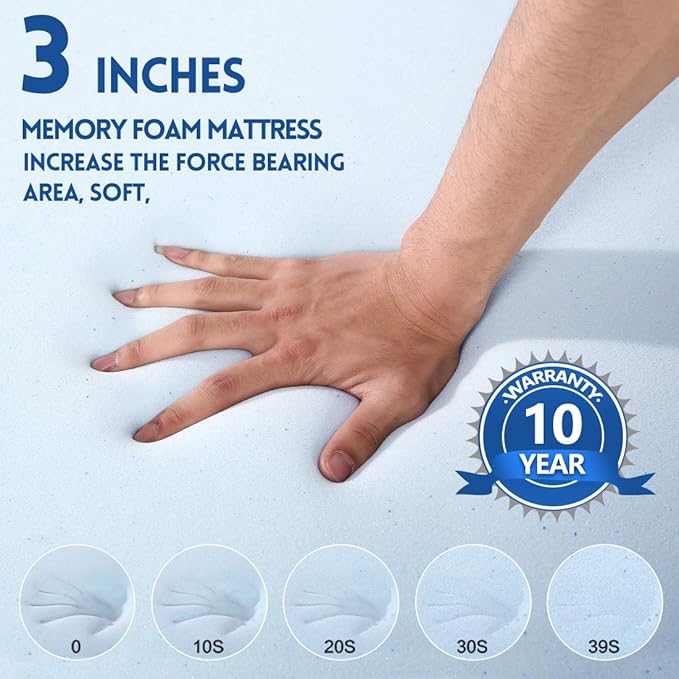 EDILLY 3 Inch Cooling Gel Memory Foam Mattress Topper King Size, with Removable Soft Cover, Comfort Body Support & Pressure Relief