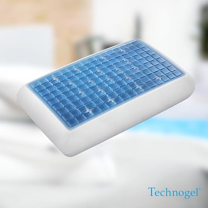 Technogel Deluxe Cooling Gel Pillow - Patented Cooling Technology, Odorless Memory Foam – Breatable Ergonomic Support for Side & Back Sleepers with Washable Cover, 5.5" (Thick)