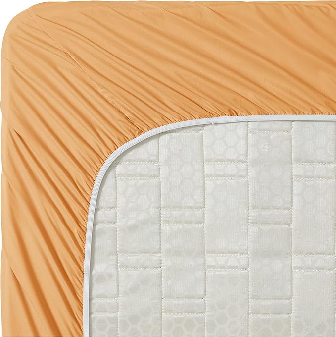 Clara Clark Bed Sheets, Premier 1800 Series 4 Piece Bed Sheet Set, Deep Pocket, Wrinkle, Fade, Stain Resistant, Luxury Soft Bedding Sheets & Pillowcases, California King, Apricot Orange