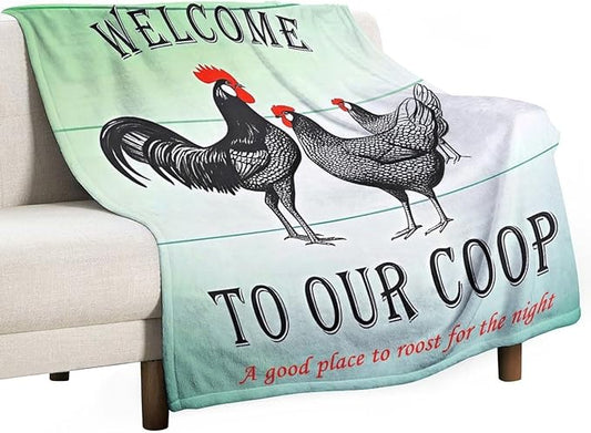 Welcome to Our Coop Chicken Funny Blanket Warm Soft Gifts for Family Friends Brother Sister 100x130cm(40x50in)