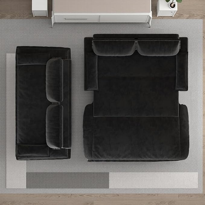 73.2-Inch Queen Size Convertible Sleeper Sofa Bed, 3-in-1 Pull-Out Futon Loveseat, Velvet Futon Couch with 2 Soft Pillows for Living Room, Office, Apartment, RV, Hide-A-Bed Fold Out Sofa&Couches