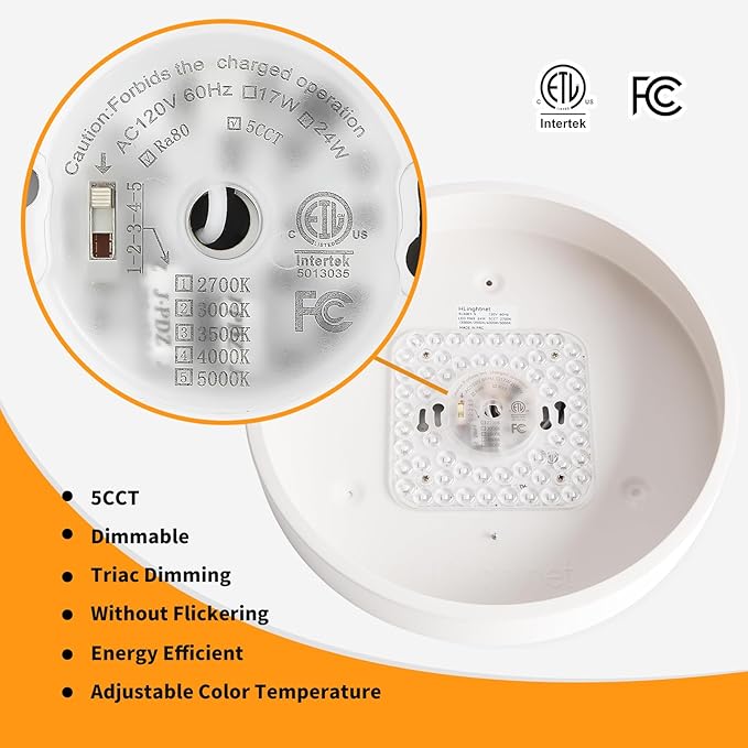 White Flush Mount Ceiling Light 12 inch LED Dimmable Ceiling Lamp 24W 5CCT(2700K-5000K) Bedroom Lamp Entryway Light Fixture for Bedroom Foyer Kitchen Entryway Closet Hallway