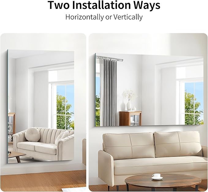 KOCUUY Large Frameless Mirror,60x36 Inch Rectangle Bathroom Vanity Mirror for Over Sink, Upgraded Shatterproof Unframed Design for Bedroom, Living Room, Entryway