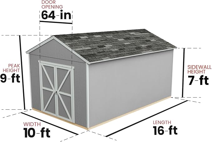 Handy Home Products Rookwood 10x16 Do-It-Yourself Wooden Storage Shed with Floor Kit- Does not Include Paint or Roofing Shingles