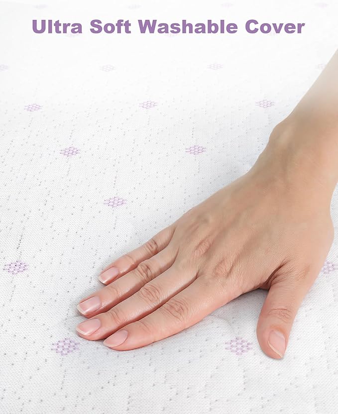 Ferlizer 4" [Queen] Mattress Topper, Memory Foam Mattress Topper Queen with Ultra Soft Cover & Corner Straps, Lavender Infused, CertiPUR-US Certified