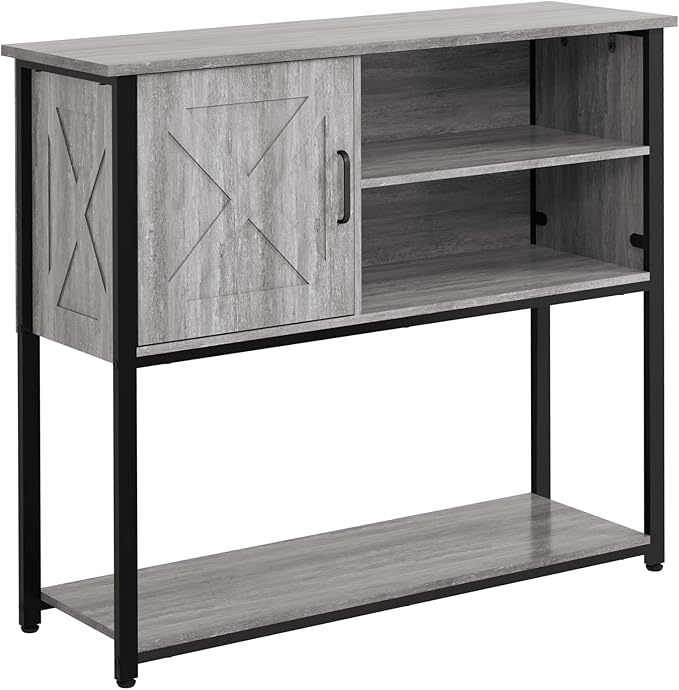 41" Console Table with Storage Cabinet, Sofa Table with Storage Shelves, Coffee Bar Table, Sofa Entryway Tables for Entry Way, Behind Couch Table for Living Room Hallway, Gery