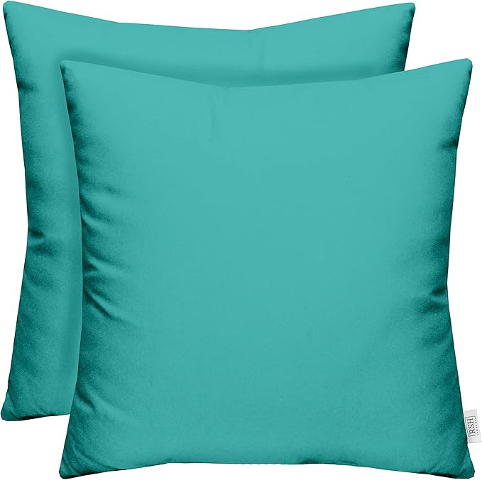 RSH DECOR: Sunbrella Square Throw Pillows Set of 2 | 20" x 20" | Water and Fade-Resistant Performance Fabric | Outdoor Pillow Covers with Down-Alternative Inserts | Canvas Aruba