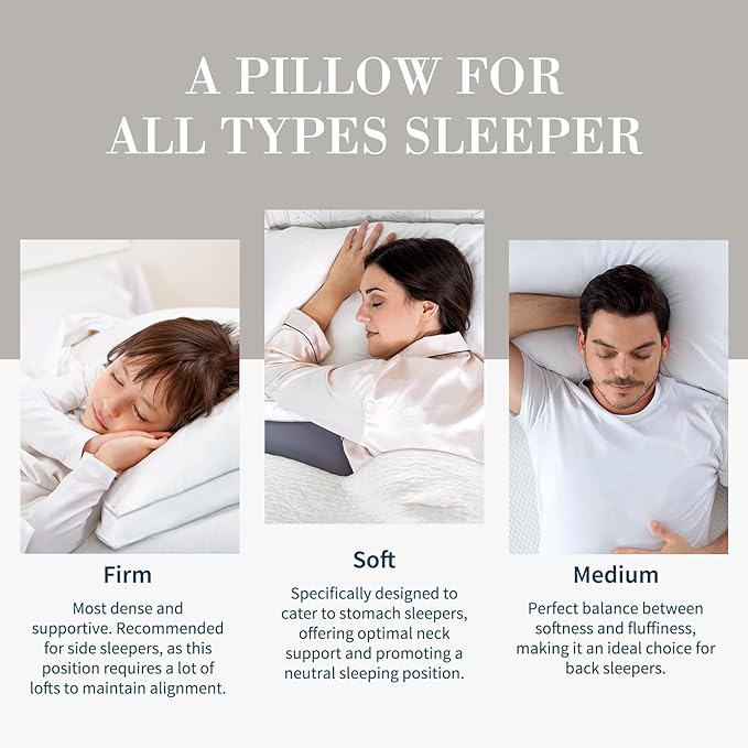 Globon Luxury Feather Down Pillow Standard Queen Size for Sleeping, Hotel Collection Fluffy Pillow, Low Soft Gusseted Bed Pillows, 18"X26", Pack of 2