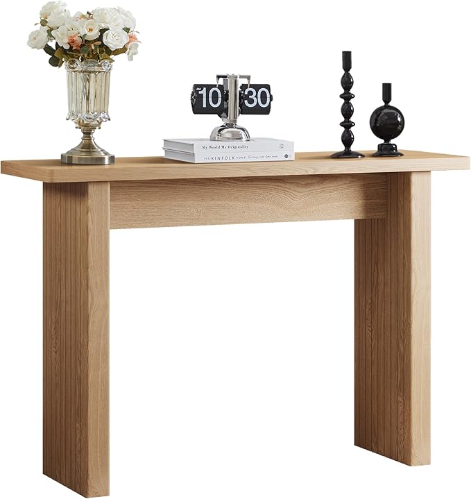Fluted Entryway Console Table, Wooden Rectangular Sofa Table for Entrance, Narrow Wood Entryway Small Long Entry Table for Hallway, Living Room (Natural)