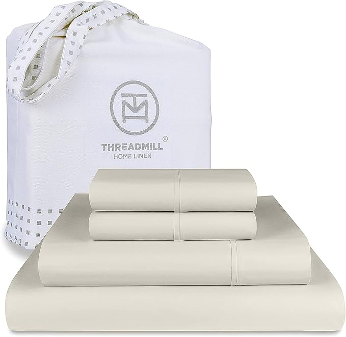 Threadmill King Size Sheets | 800 Thread Count King Bed Sheets Set for King Mattress 16” Deep Pocket | Sateen Weave, Better Than Egyptian Cotton, 4-Piece Bedding Set with Cooling Effect | Taupe