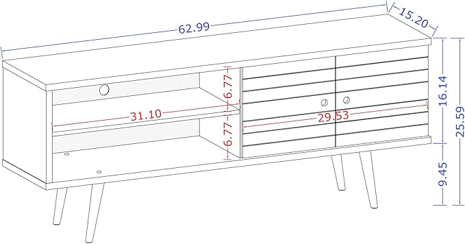 Manhattan Comfort Liberty Mid Century Modern TV Stand for Televisions up to 60 Inches, Bedroom and Living Room Entertainment Center with Storage, Shelves, and Cabinet, 63" Wide, Rustic Brown/White