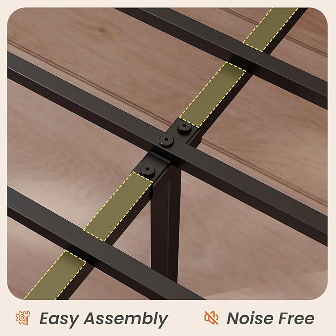 Sweetcrispy King Bed Frame with Headboard,Spacious Underbed Storage,Integrated Charging Station,Durable Squeak-Free Frame,Simple No-Tool Assembly,Works with King Mattress No Box Spring Required