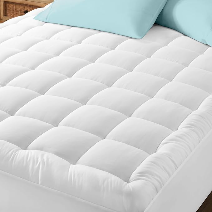 Bare Home Twin Size Mattress Cover with Breathable Cotton Top and Down Alternative Fill - Machine Washable