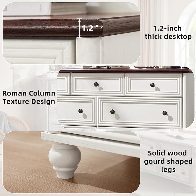 Dressers & Night Stand Set of 3, Wood 54" Wide Dresser & 18" with Charging Station Chest of Drawers, Roman Column Nightstand Set of 2, Bedroom Furniture Dresser Suites for Home Living Room Hallway