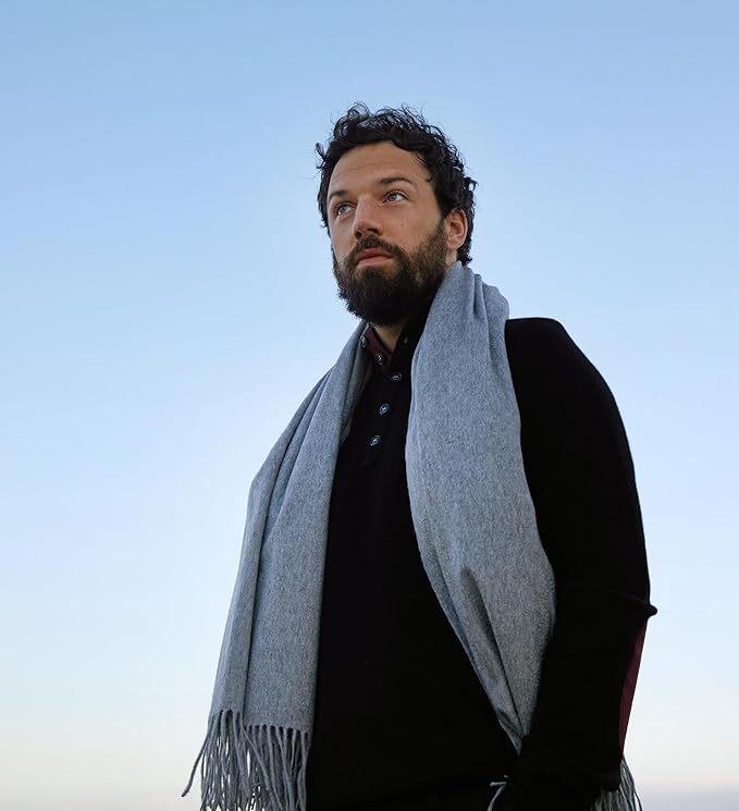 State Cashmere Home Throw Blanket with Decorative Fringe 100% Pure Cashmere Ultra Soft Accent Blanket for Couch, Sofa & Bed (Pale Charcoal, 60"x50")