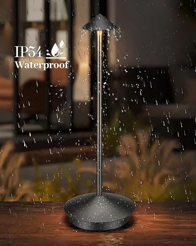 Portable Led Cordless Lamp Table Light, Rechargeable 6000mAh Battery Outdoor Table Lamp for Dinning Restaurant Patio Bedroom Camping, IP54 Waterproof, Dimmable