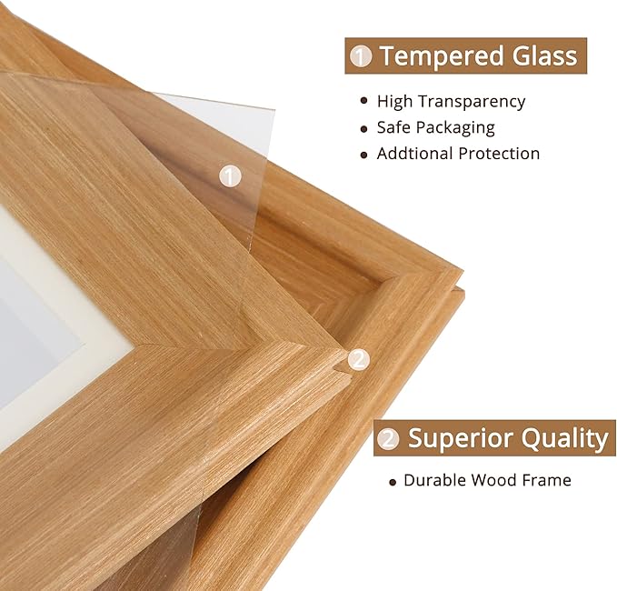 GraduationMall 4x6 Wooden Picture Frames,Real Glass,Wall or Tabletop Display Photo Frames,Oak Set of 2