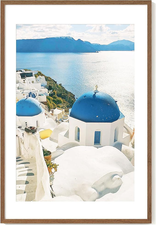 Axeman 24x36 Picture Frame with Mat for 20x30, Solid Oak Wood Poster Frame with Tempered Glass, Wood 24''x36'' Minimalist Photo Frame Movie Poster Frame with Wall Hooks for Art Photo Prints, Walnut