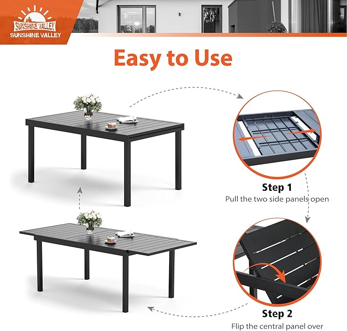 9 Piece Outdoor Dining Sets, Textilene Patio Dining Sets for 8, Metal Expandable Patio Table & High Back Patio Chairs All Weather Outdoor Table and Chair Sets for Backyard Deck