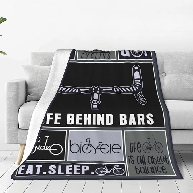 Bicycle Blanket Cycling Throw Blanket Soft Fleece Flannel Bedding Bike Gifts for Men Boys Women Girls Lovers Adults Stuff Plush for Couch Sofa Bed Room Decor 50"X60"