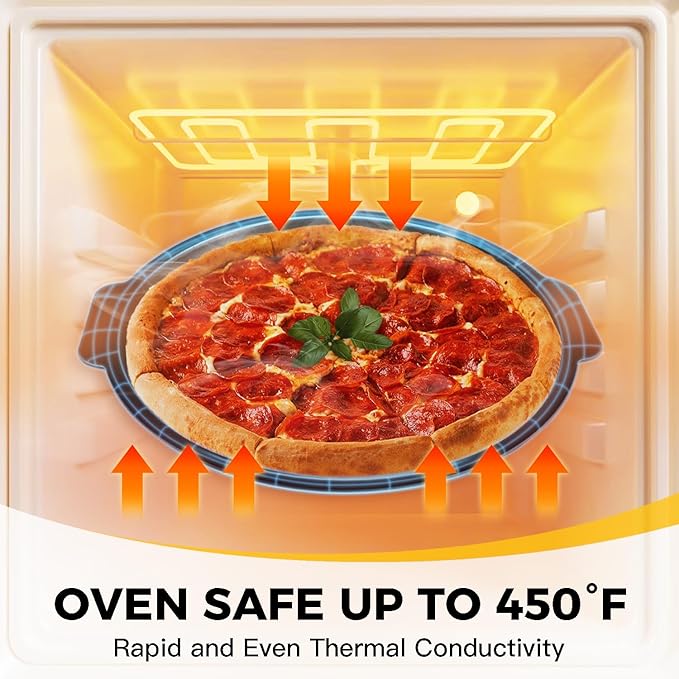 HONGBAKE Bakeware Sets, Baking Pans Set, Nonstick Oven Pan for Kitchen with Wider Grips, 10 Pieces Including Rack, Cookie Sheet, Cake Pans, Loaf Pan, Muffin Pan, Pizza Pan - Grey