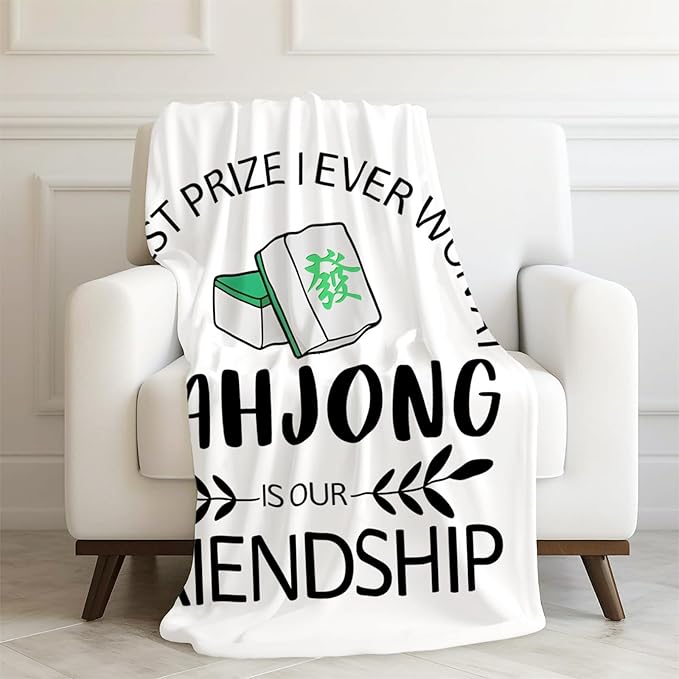 Mahjong Gifts Throw Blanket,Mahjong Gifts for Women Girls Friends,Mah Jong Blanket for Office Couch Bed Girls Dorm Bedroom Living Room,50x60 Inches