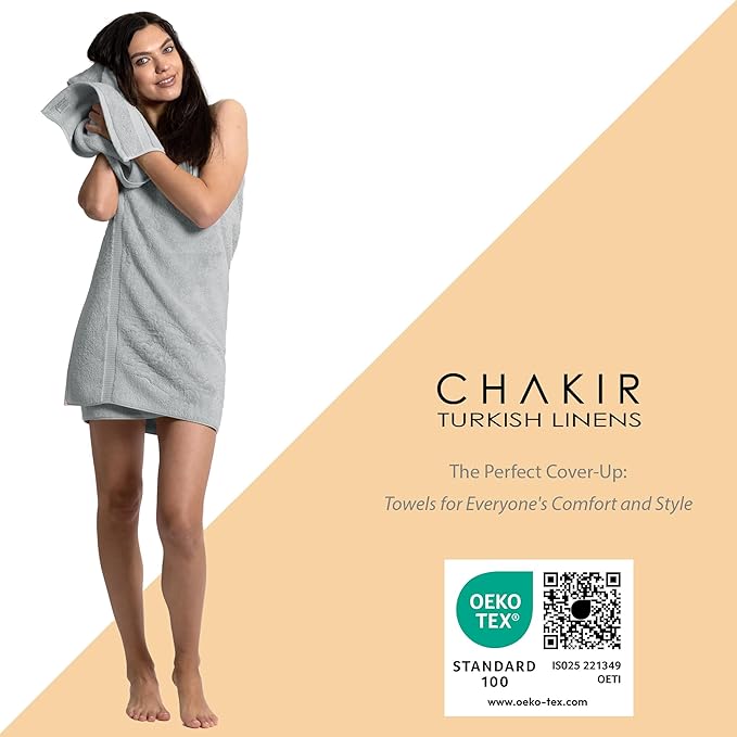 Chakir Turkish Linens | Hotel & Spa Quality 100% Cotton Premium Turkish Towels | Soft & Absorbent (12-Piece Washcloths, Silver Gray)
