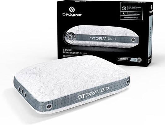 Bedgear Storm Performance Pillow – 2.0 - Cooling Bed Pillow for Hot Sleepers - Medium Firmness Pillow for All Sleep Positions, Washable & Removable Cover - 20" W x 26" L x 5.75" H