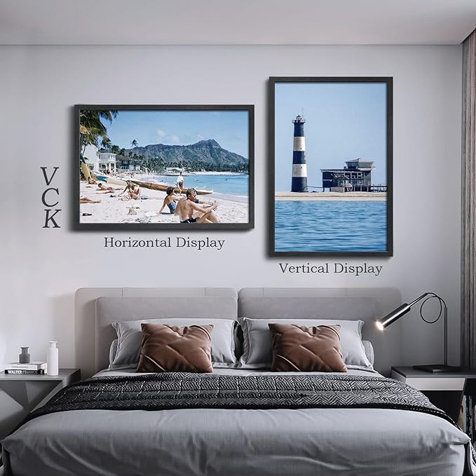 VCK 27x40 Solid Wood Poster Frames, Black Exclusive Woodgrain Picture Frame, Wall Mounting Hanging