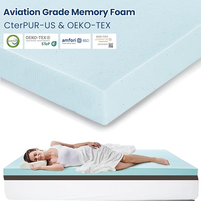 EDILLY 3 Inch Cooling Gel Memory Foam Mattress Topper King Size, with Removable Soft Cover, Comfort Body Support & Pressure Relief
